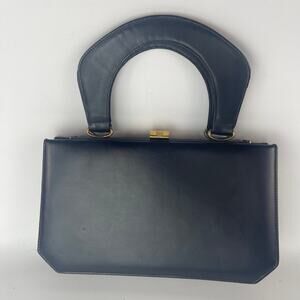 Vintage Susan Gail Original Dark Navy Blue Box Calf Accordion Handbag